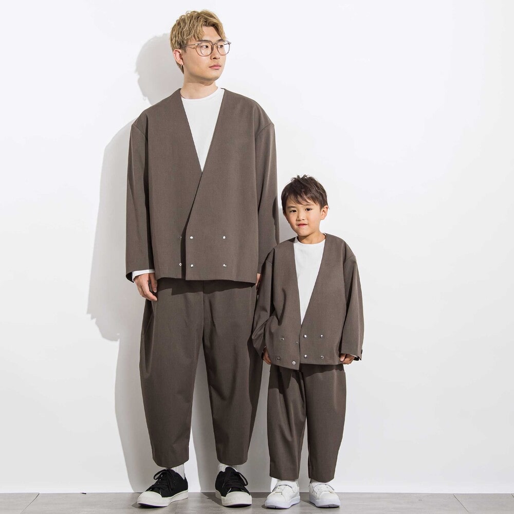 サージリラックスバレルロングパンツ 親子お揃い(110~140cm) ブラウン M(110~125cm)
