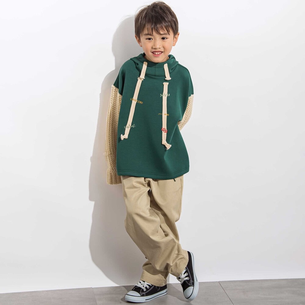 ツイルカラーコードストレートロングパンツ 親子お揃い(110~140cm) ブラウン M(110~125cm)