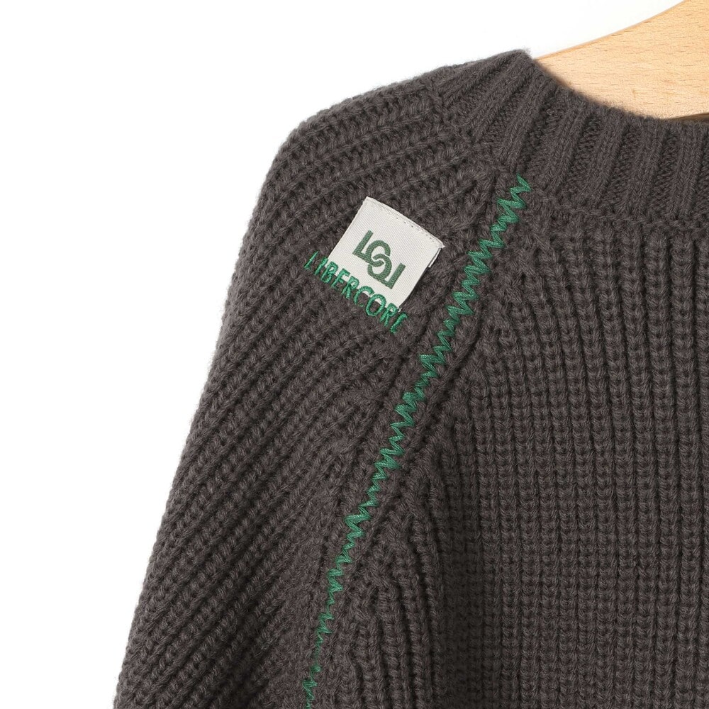 片畦編みロゴ入りセーター親子お揃い(95~140cm) グレー S(95-110cm)
