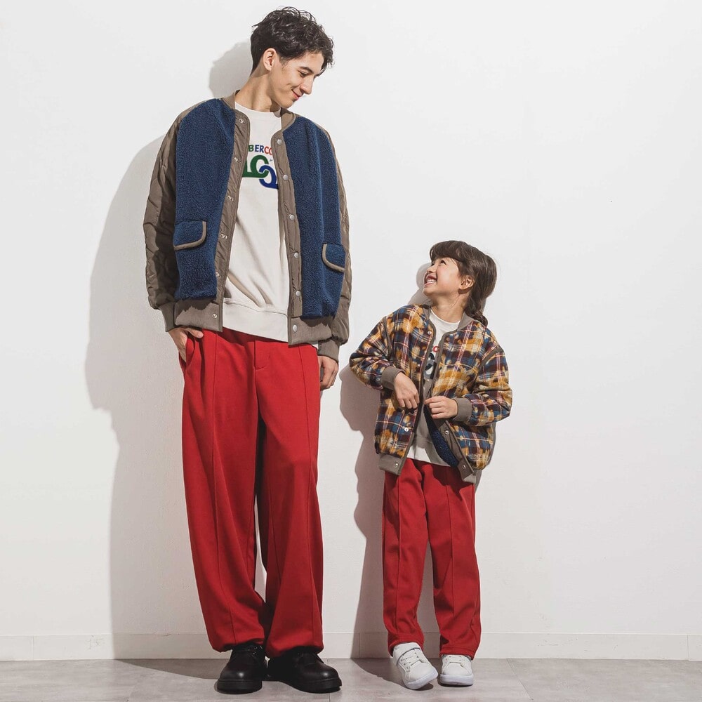センターステッチカルゼニットトラックパンツ 親子お揃い 大人(140~175cm) グリーン S(140~150cm)