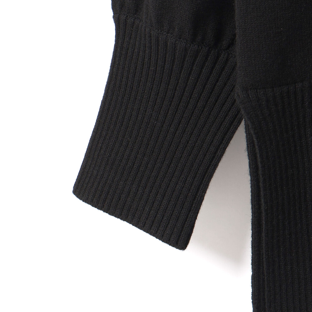 ロゴジャガードタートルネックロングセーター大人親子お揃い(145~175cm) ブラック M(145-160cm)