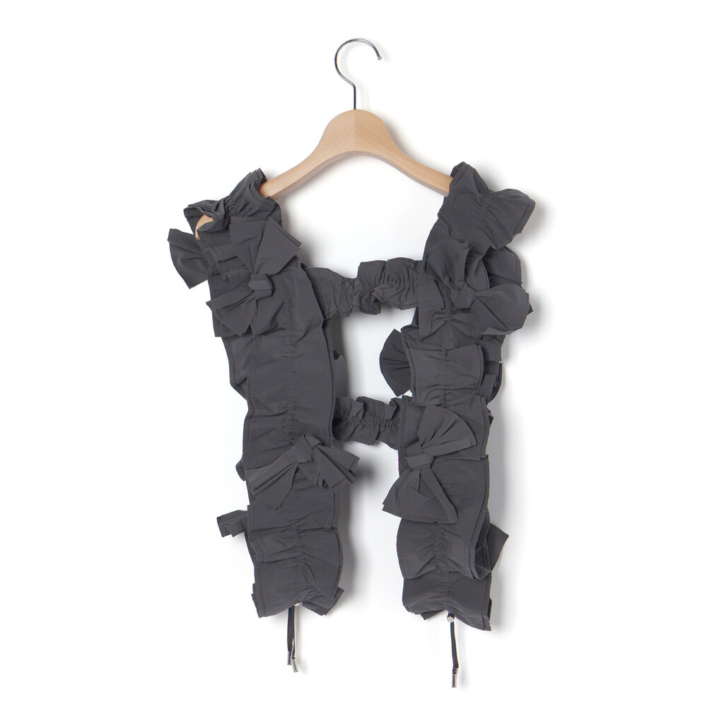 リボン付きマットタフタハーネス親子お揃い グレー ワンサイズ