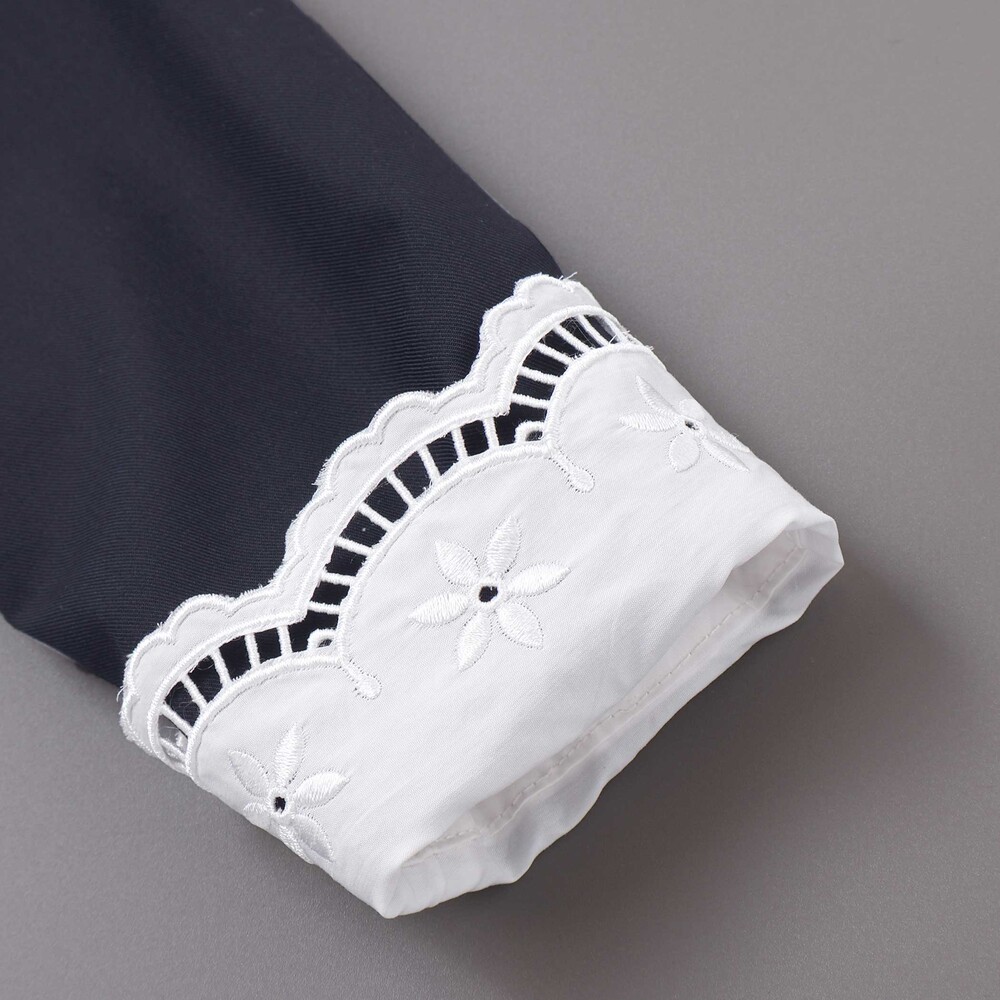 サイロコンパクトツイルレース襟袖ワンピース(110~130cm) ネイビー 110cm