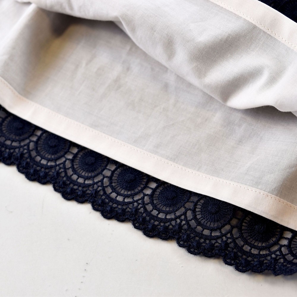 日本製 フォーマル オーガンジー レース リボン Aライン 刺繍 ジャンパースカート ワンピース ドレス (140cm) ネイビー 140cm