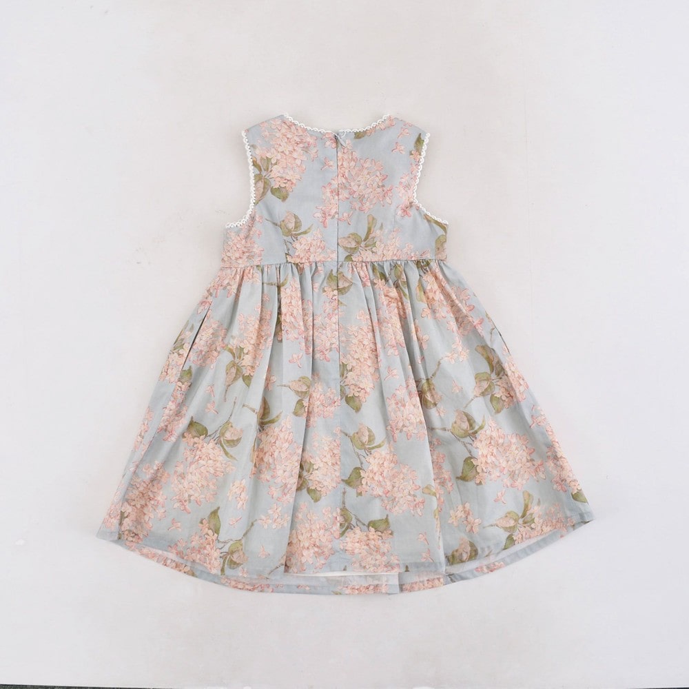 リバティ (ARCHIVE LILAC) 日本製 花柄 レース リボン フレア Aライン ワンピース (110cm~130cm)<br> ピンク系 110cm