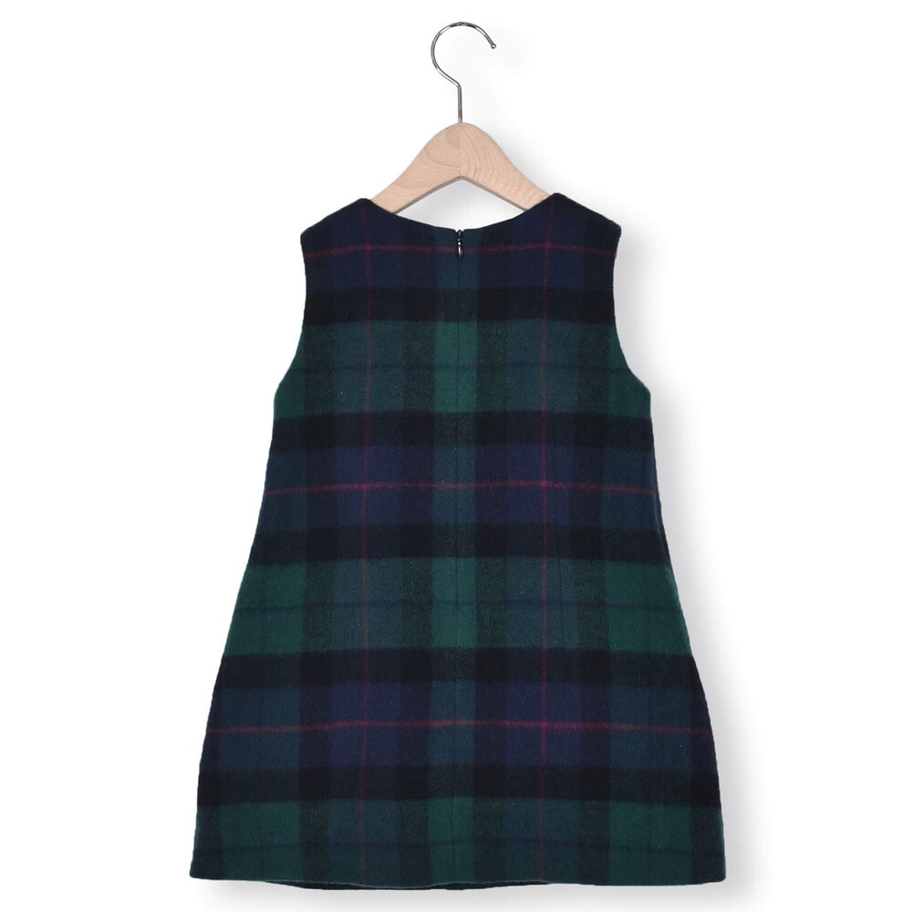 【 お揃い 】 【 日本製 】 シャギー チェック ジャンパースカート (90~140cm) ネイビー系 90cm