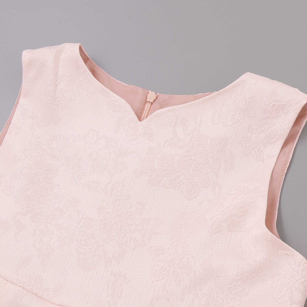 【日本製】ジャガードフラワータック入りジャンパースカート(110~130cm) ピンク系 110cm