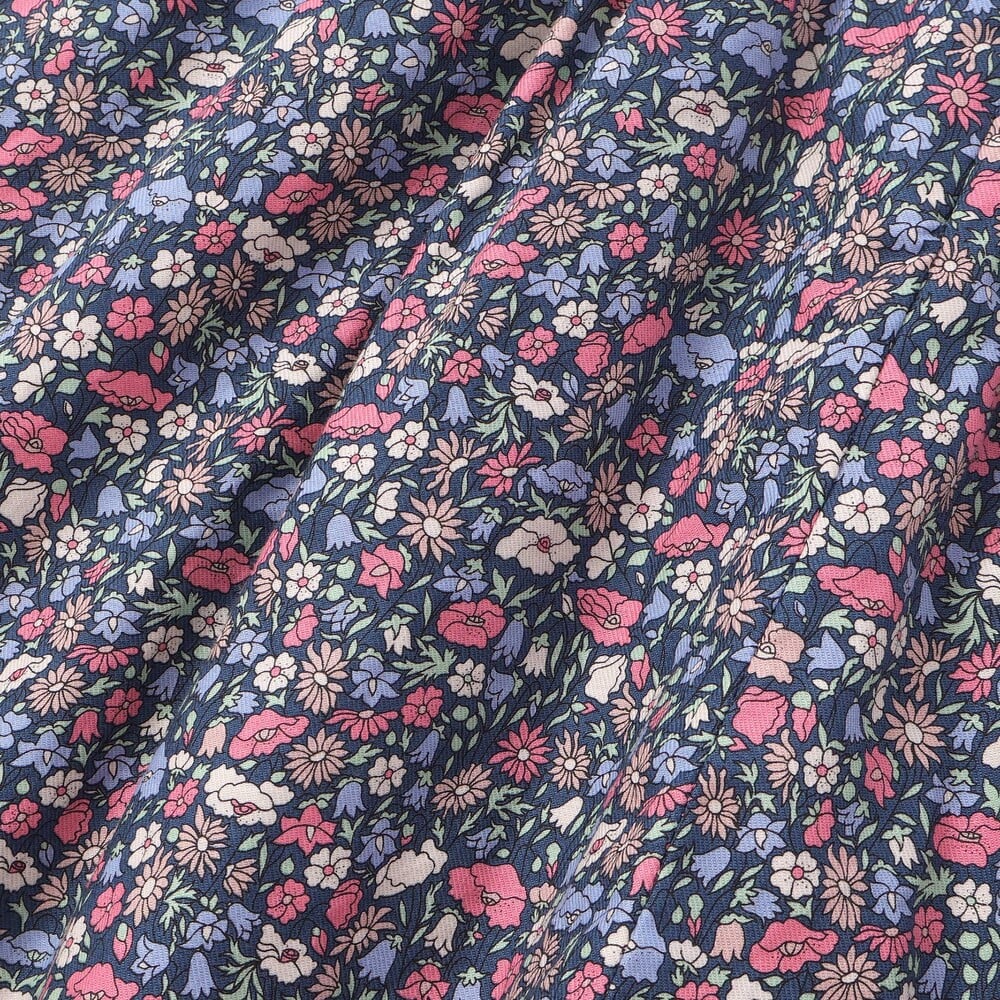 【日本製】【お揃い】リバティプリント(PETAL & DAISY) ジャンパースカート(90~140cm) ネイビー系 90cm