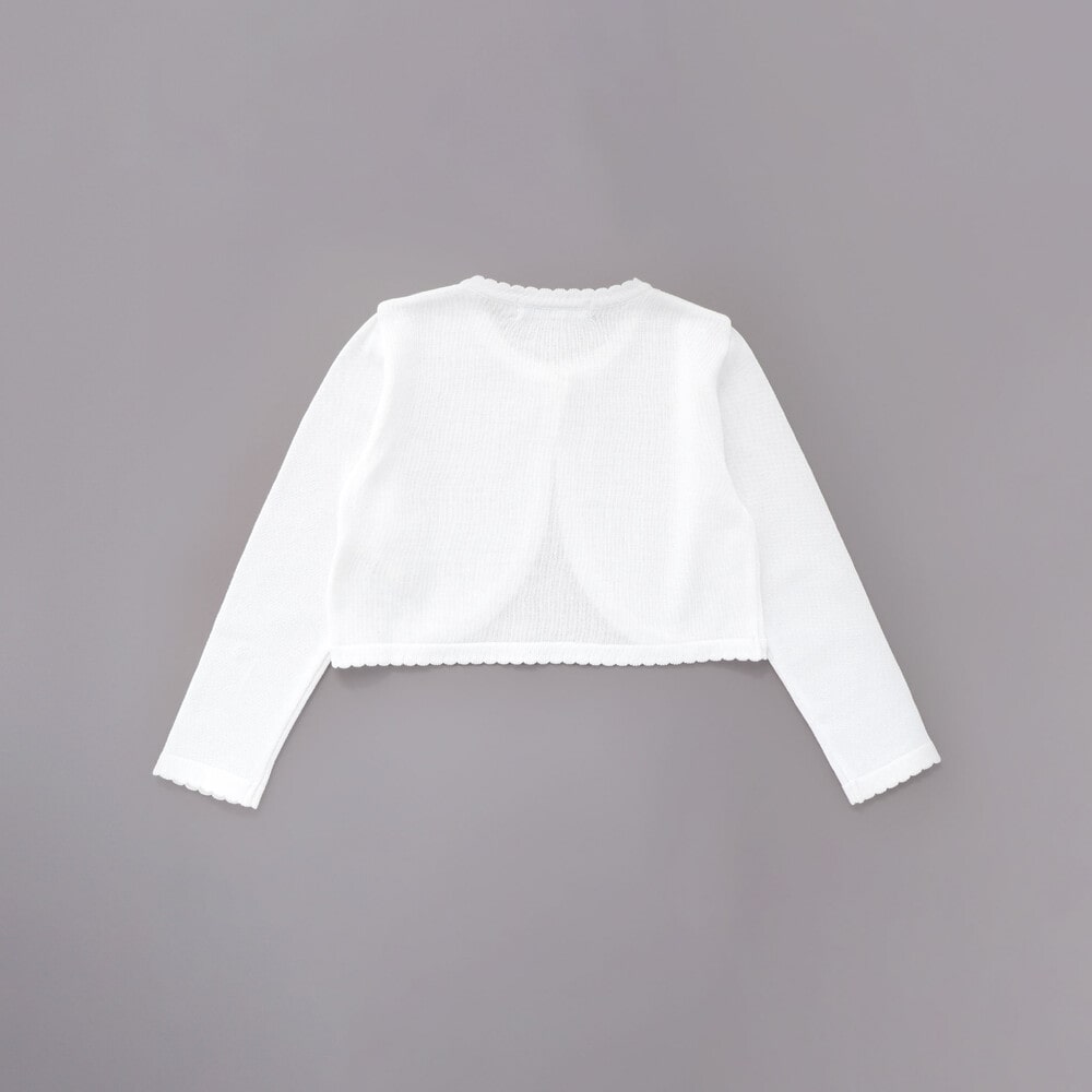 【日本製】ロゴチャーム付きニット長袖カーディガン(110~130cm) ホワイト 110cm