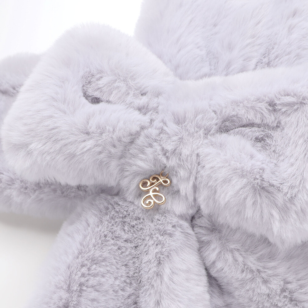 リボンふわふわファーマフラー オフホワイト ワンサイズ