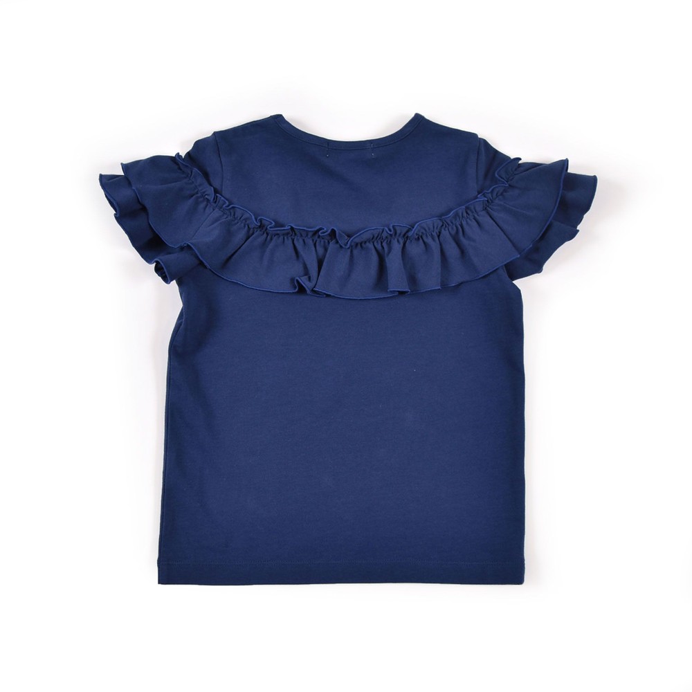 フリル フェミニン シンプル 無地 半袖 Tシャツ (110cm~130cm) ホワイト 130cm