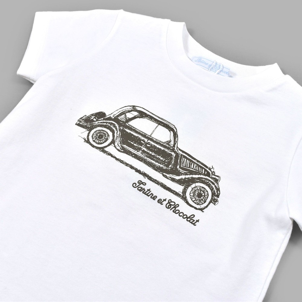 日本製 コットン TCロゴ 車 プリント 半袖 Tシャツ (90~110cm) グリーン 110cm