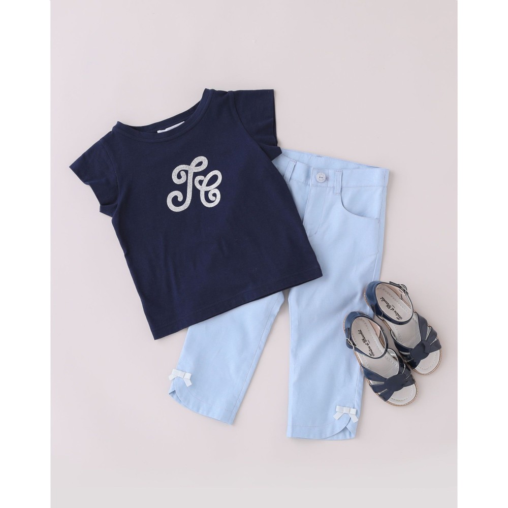 TCロゴ グリッター プリント 半袖 Tシャツ (90~140cm) ネイビー 90cm