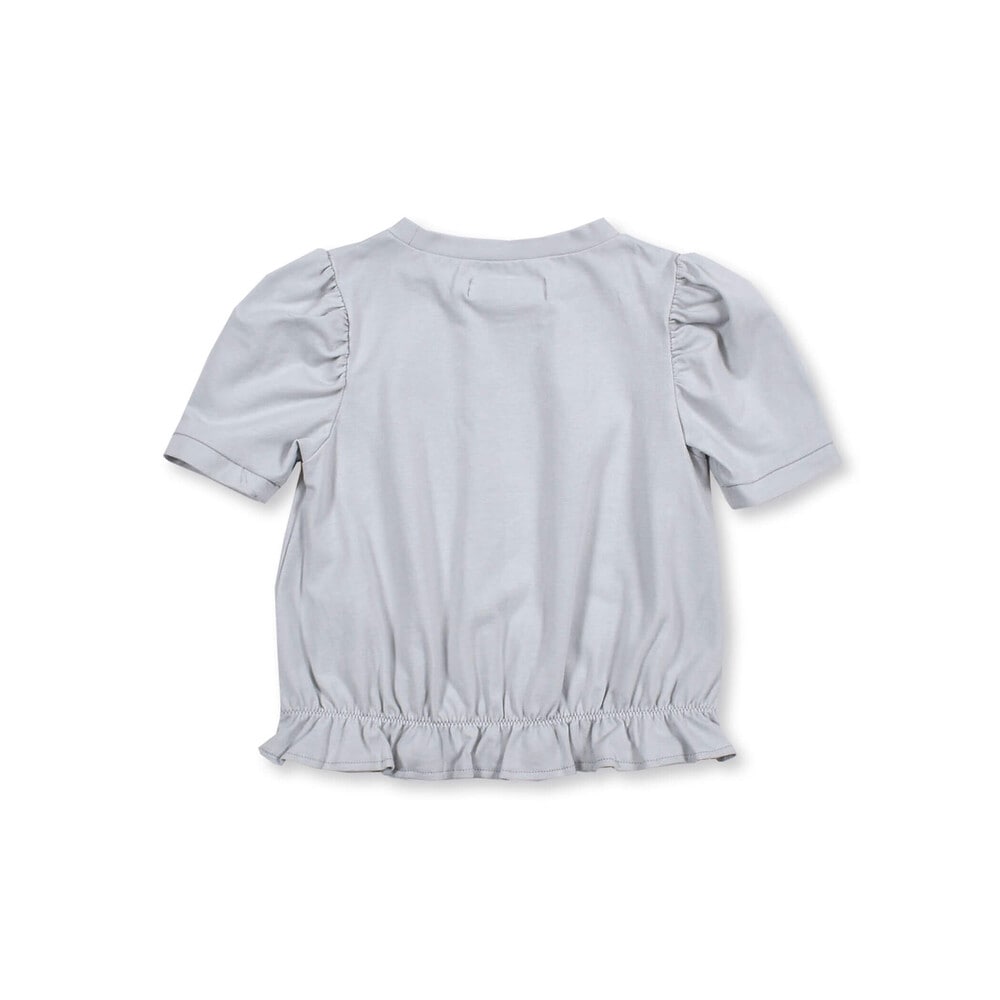 パフスリーブ リボン 裾 フリル Tシャツ (100~140cm) ネイビー 130cm