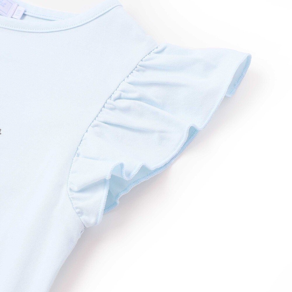 ベア天竺 袖フリルプリントTシャツ(90~140cm) ブルー 90cm