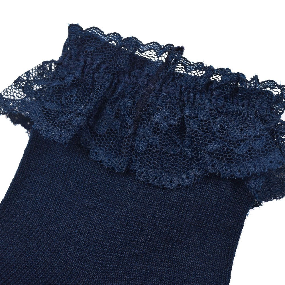 日本製 TCロゴ刺繍 レース フリル ショート ソックス (13~21cm) ホワイト 15-17cm