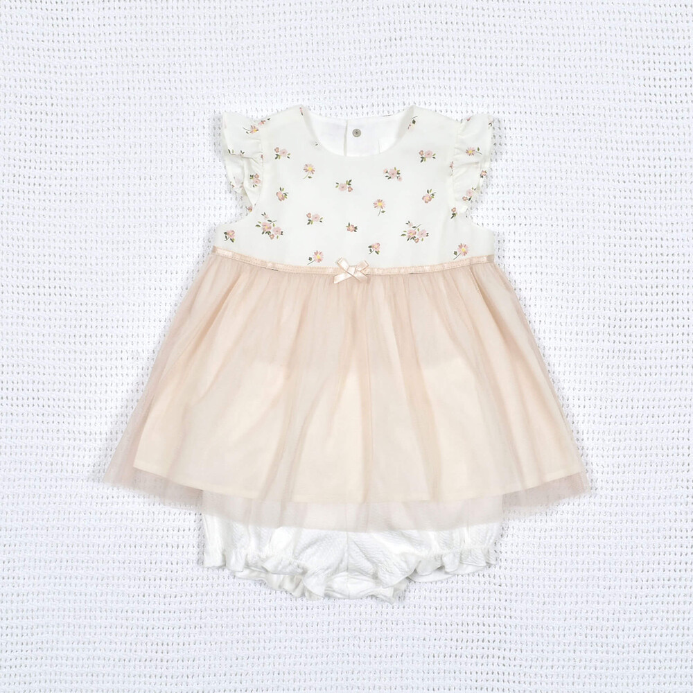 デシン花柄ブルマ付きチュールワンピース(70~90cm)(S(70-80cm