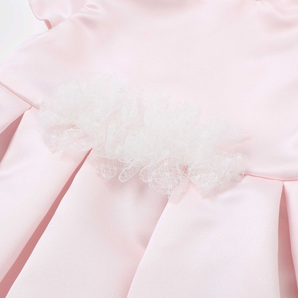 【日本製】サテンチュールモチーフドレス(70~90cm) ピンク S(70-80cm)