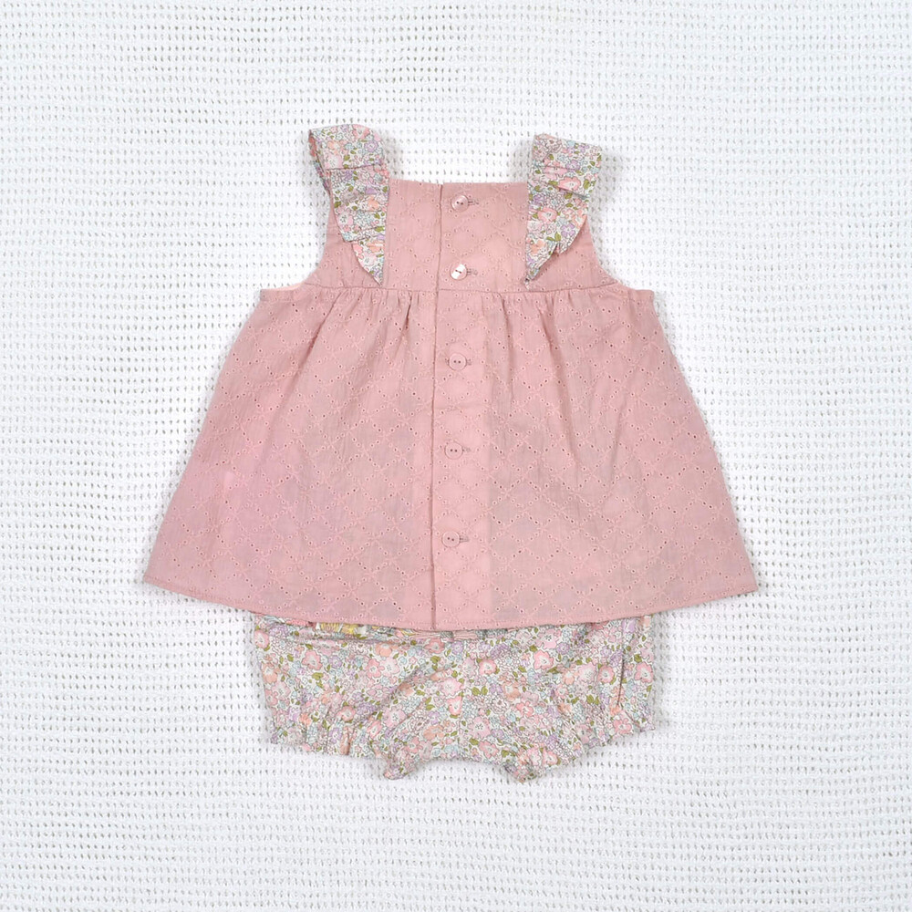 レースチュニック＆リバティタナローンブルマセット(70~90cm)(ワン