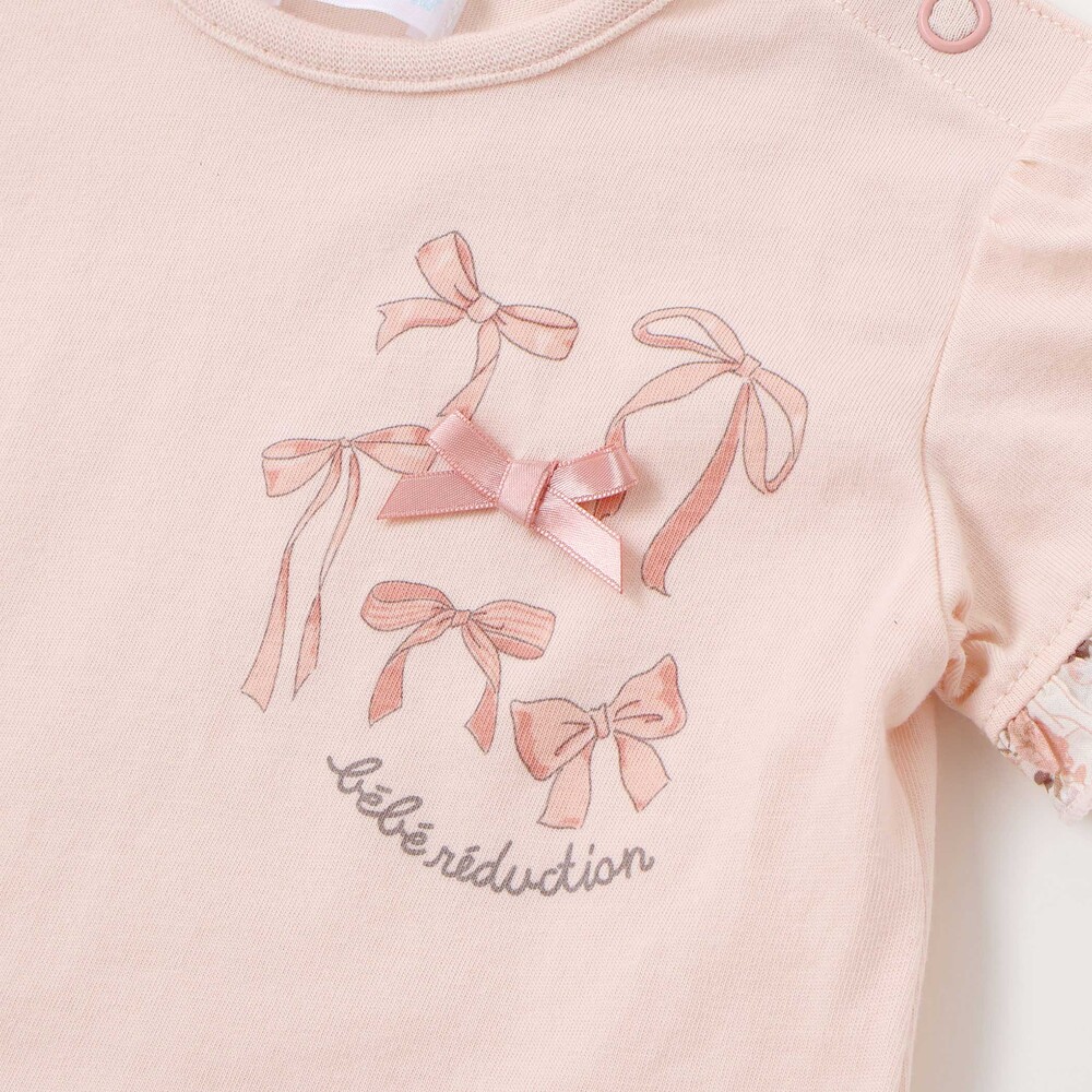 天竺半袖Tシャツ&花柄プリントブルマセット(70~90cm) ピンク系 S(70-80cm)