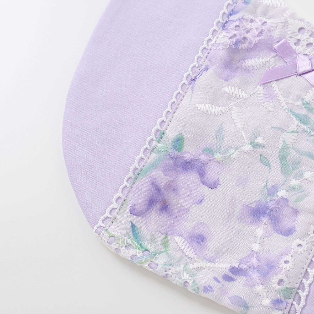 【お揃い】オーガンジー花柄プリントスタイ パープル ワンサイズ