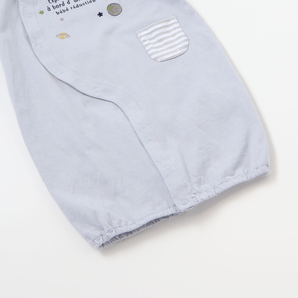 【お揃い】天竺宇宙モチーフ刺しゅう長袖2WAYオール(50~75cm) ブルー ワンサイズ