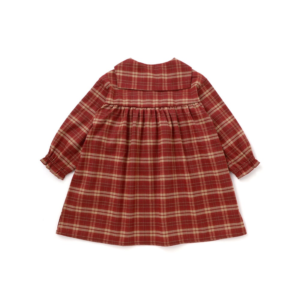 【お揃い】チェック柄セーラー襟ワンピース(80~130cm) レッド系 90cm