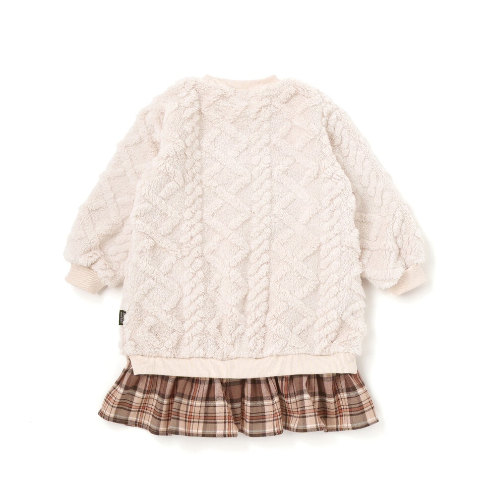 【お揃い】ケーブルボアxタータンチェックワンピース(80~130cm) オフホワイト 80cm