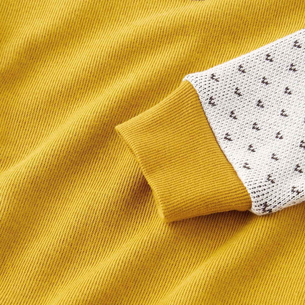【お揃い】起毛トナカイ柄袖切り替えトレーナー(80~130cm) イエロー 80cm