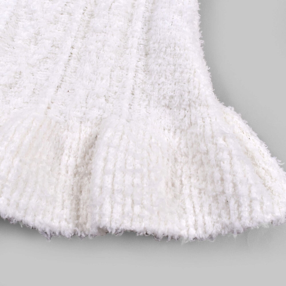 ケーブル編み ブークレ ニット ワンピース (SS~M) オフホワイト SS(75~95cm)