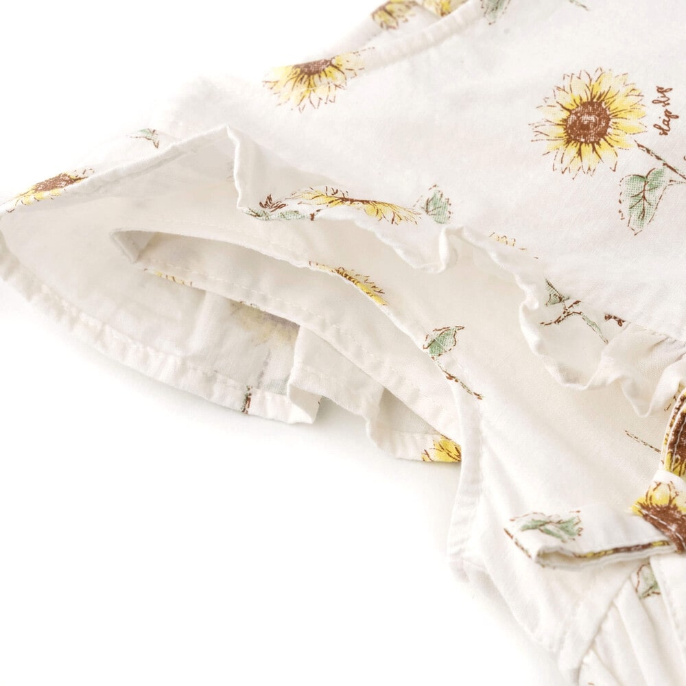 【 お揃い 】 ひまわり 総柄 デニム 布帛 ワンピース (80~130cm) ブルー系 90cm