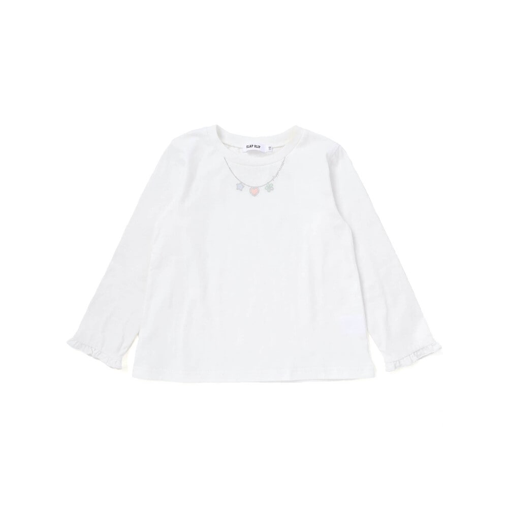 【スラプリ】袖口フリルTシャツ+裾刺しゅうチュニックセット(90~130cm) ピンク 90cm
