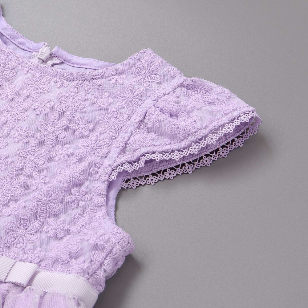 花レースフェミニンモチーフ刺しゅう裾スカラップジャンパースカート(110~130cm) パープル 110cm