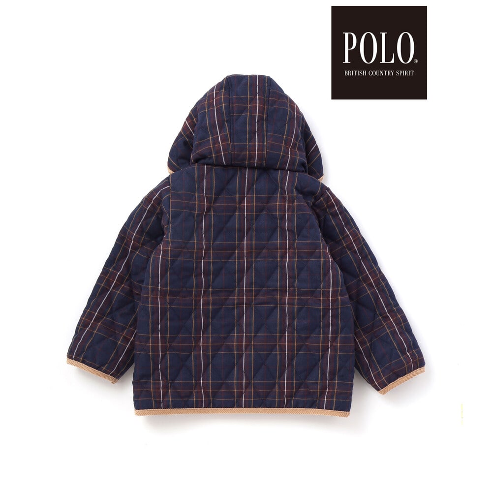 【POLO BCS(ポロ・ビーシーエス)×SLAP SLIP】フード付きキルトアウター(80~130cm) ネイビー系 80cm