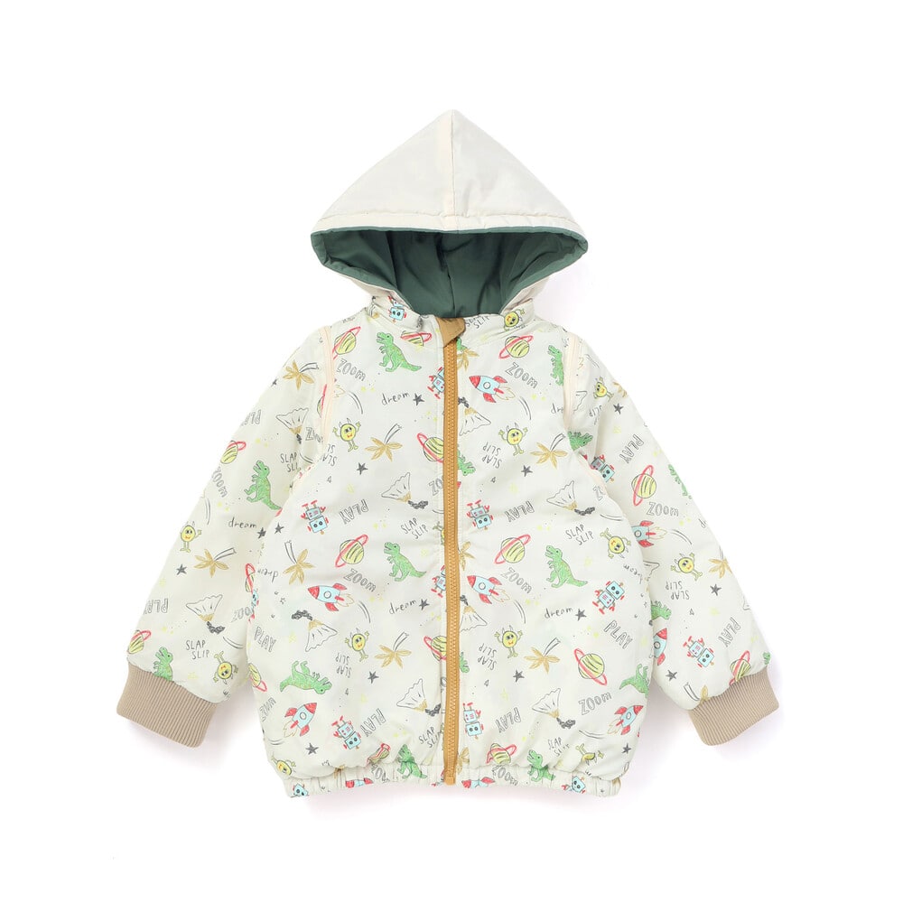 8WAY恐竜モチーフリバーシブルアウター(80~130cm) イエロー 80cm