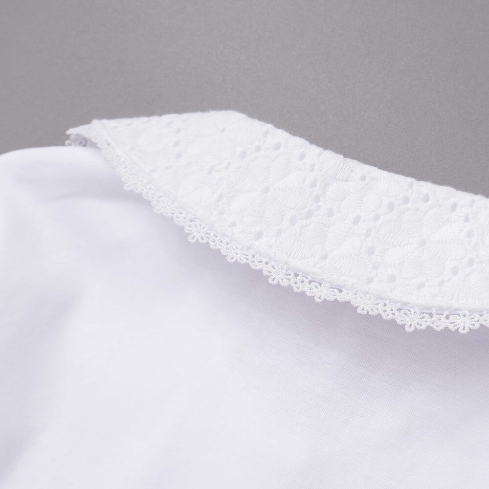 レース襟キラキラお花ボタンキャンディスリーブブラウス(110~130cm) ホワイト 110cm