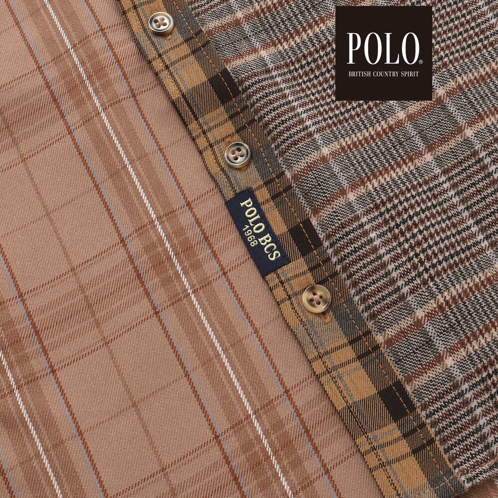 【POLO BCS(ポロ・ビーシーエス)×SLAP SLIP】切り替えシャツ(80~130cm) ベージュ系 80cm