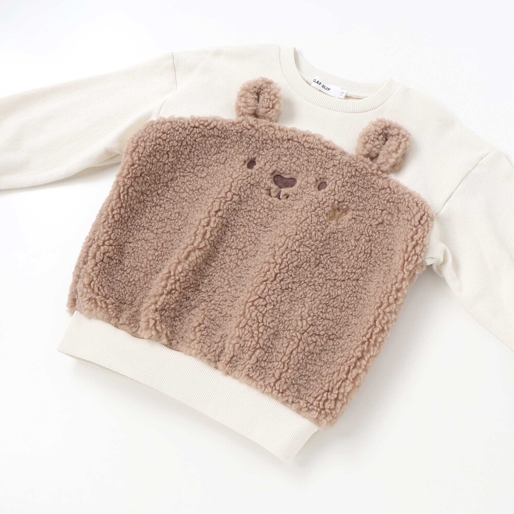 恐竜クマウサギアニマルフェイスボア切り替えトレーナー(80~120cm) ピンク(ウサギ) 80cm