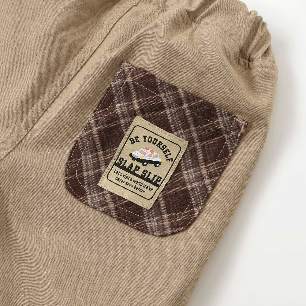 【お揃い】ツイルチェックリバーシブルパンツ(80~130cm) ネイビー 80cm