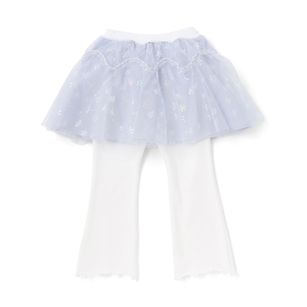 ふわふわドット雪柄チュールセミフレアスカッツ(80~120cm) ブルー 80cm