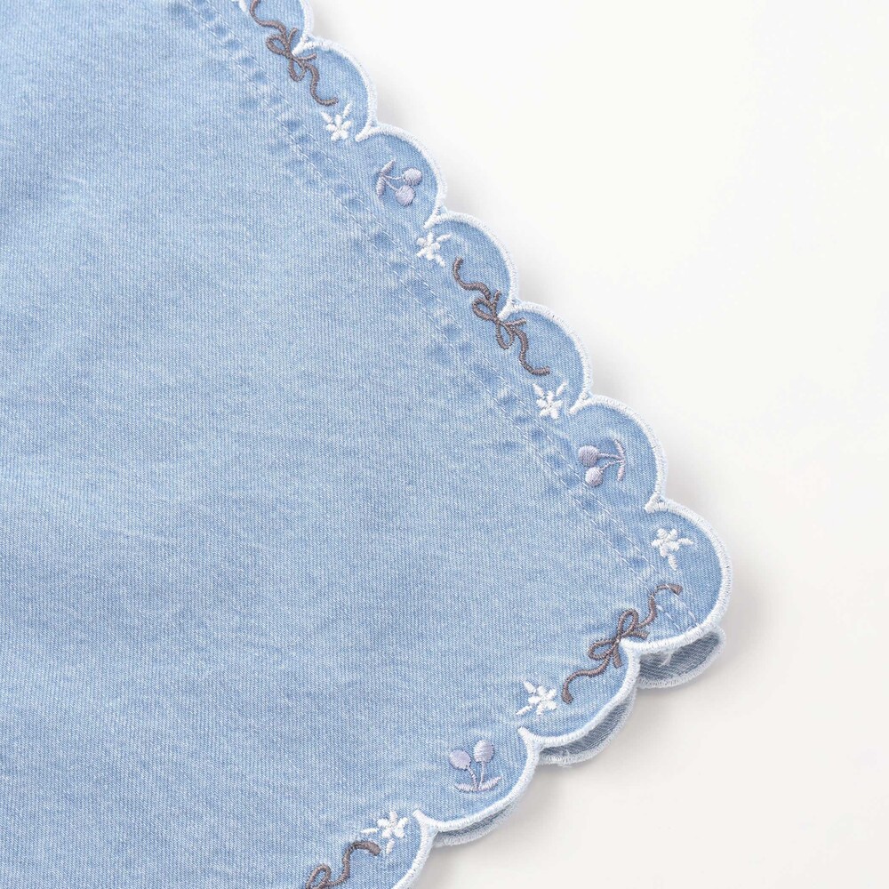 スカラップ7分丈デニム&ツイルパンツ(90~130cm) ブルー 90cm