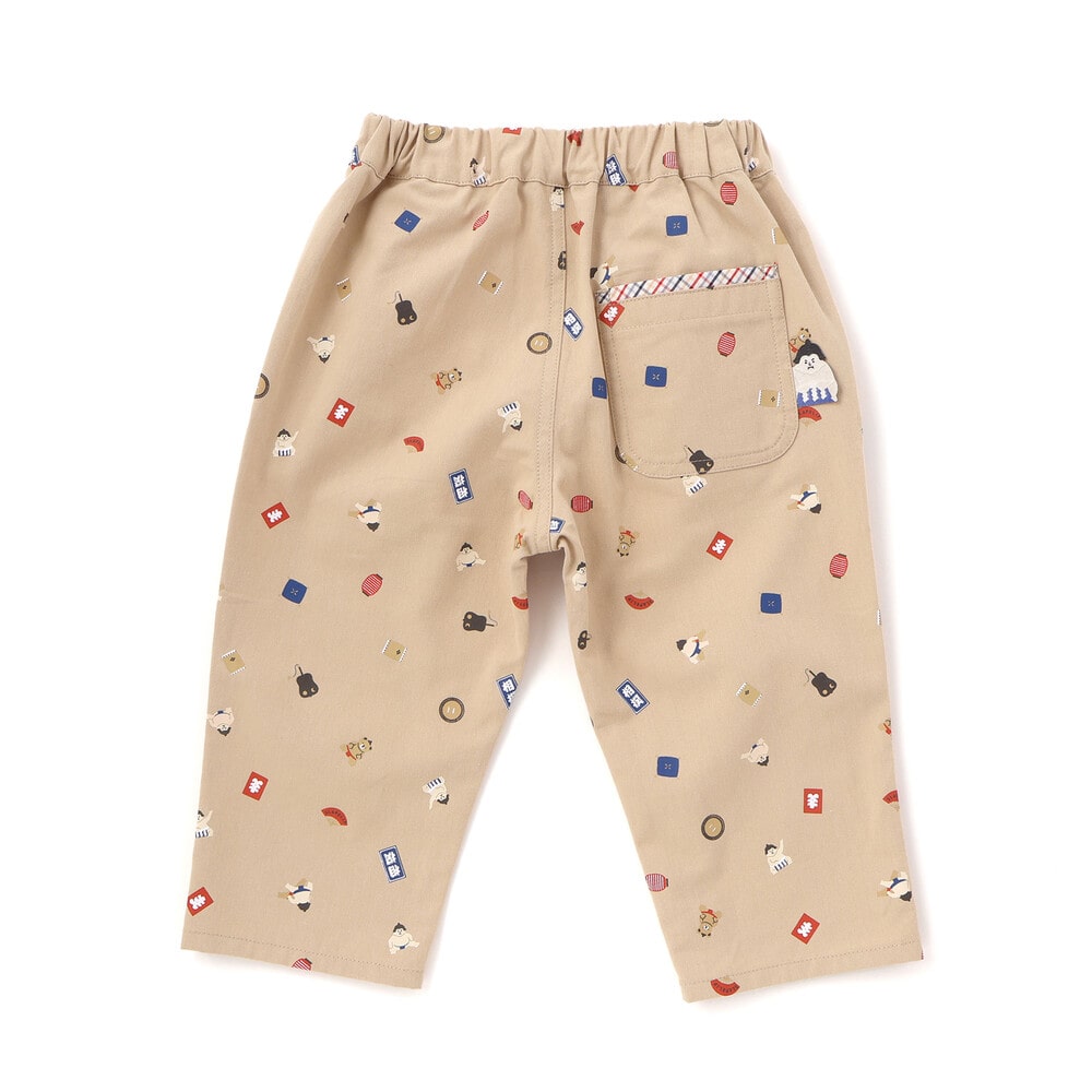 力士総柄7分丈ツイルパンツ(80~130cm) ベージュ系 80cm