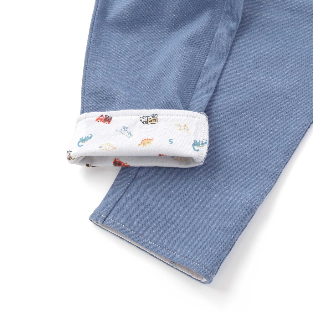 裾折り返し7分丈ツイルパンツ(80~120cm) ブルー 80cm