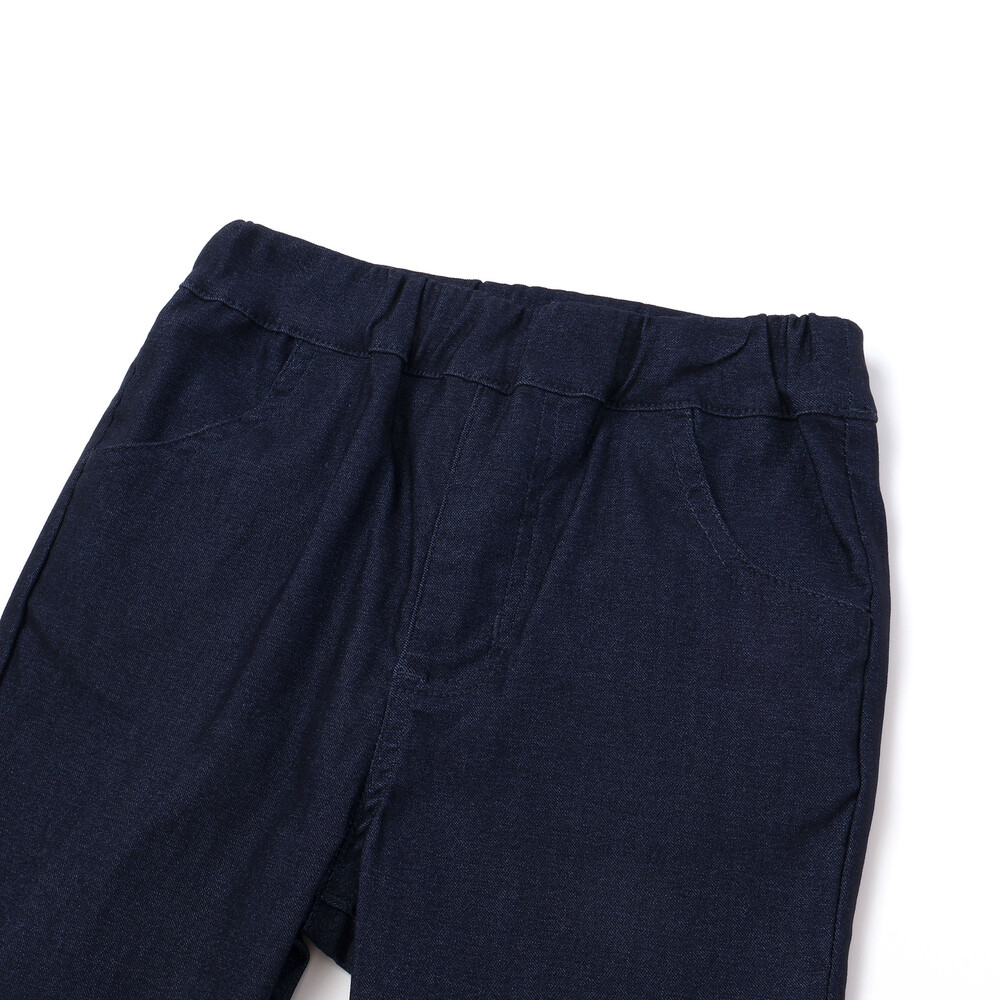 裾レース&リボンストレッチツイルロングパンツ(90~130cm) ネイビー 90cm