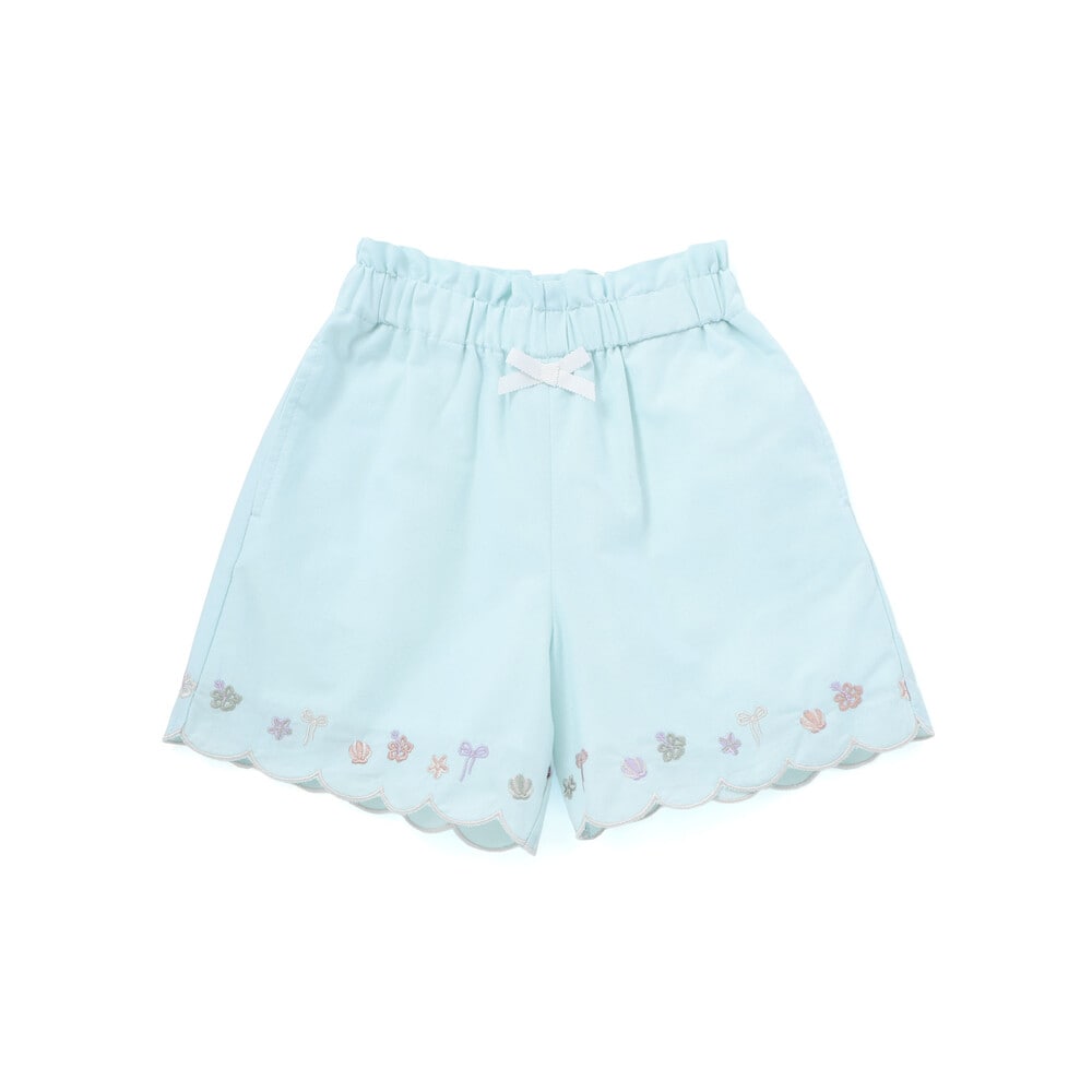裾スカラップシャンブレー&花柄ショートパンツ(90~130cm) ピンク系 90cm