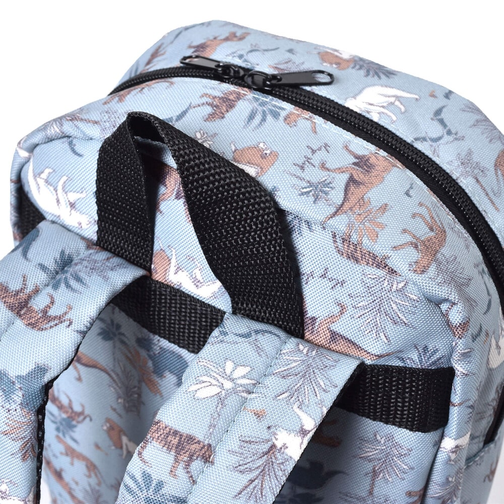 総柄 恐竜 働く車 ポケット 付き リュック (S~M)(S グレー系): グッズ