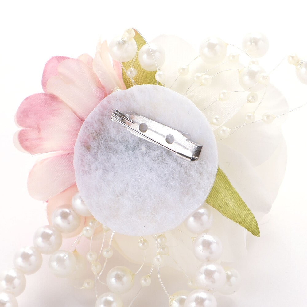 フラワーパール風ビーズコサージュ ブルー ワンサイズ