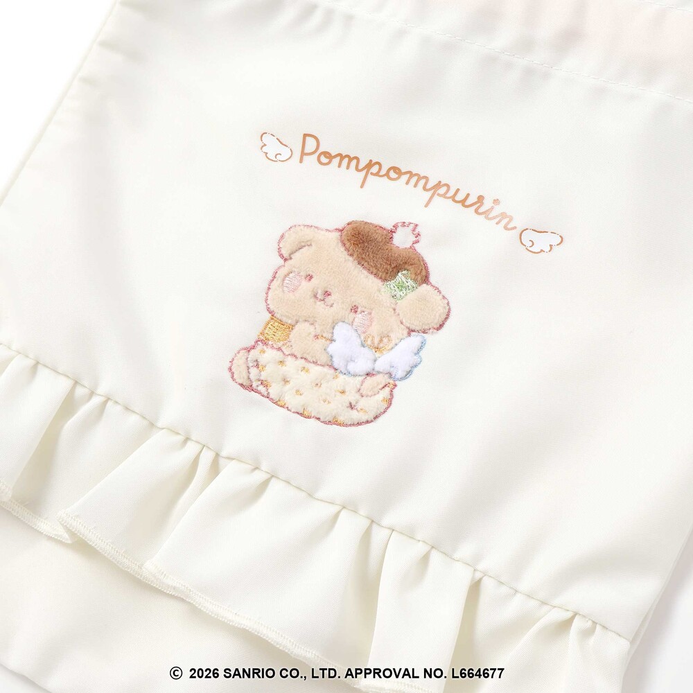 【シナモロール/ポムポムプリン×SLAPSLIP】フロントプリントフリルチェック巾着 ブルー ワンサイズ