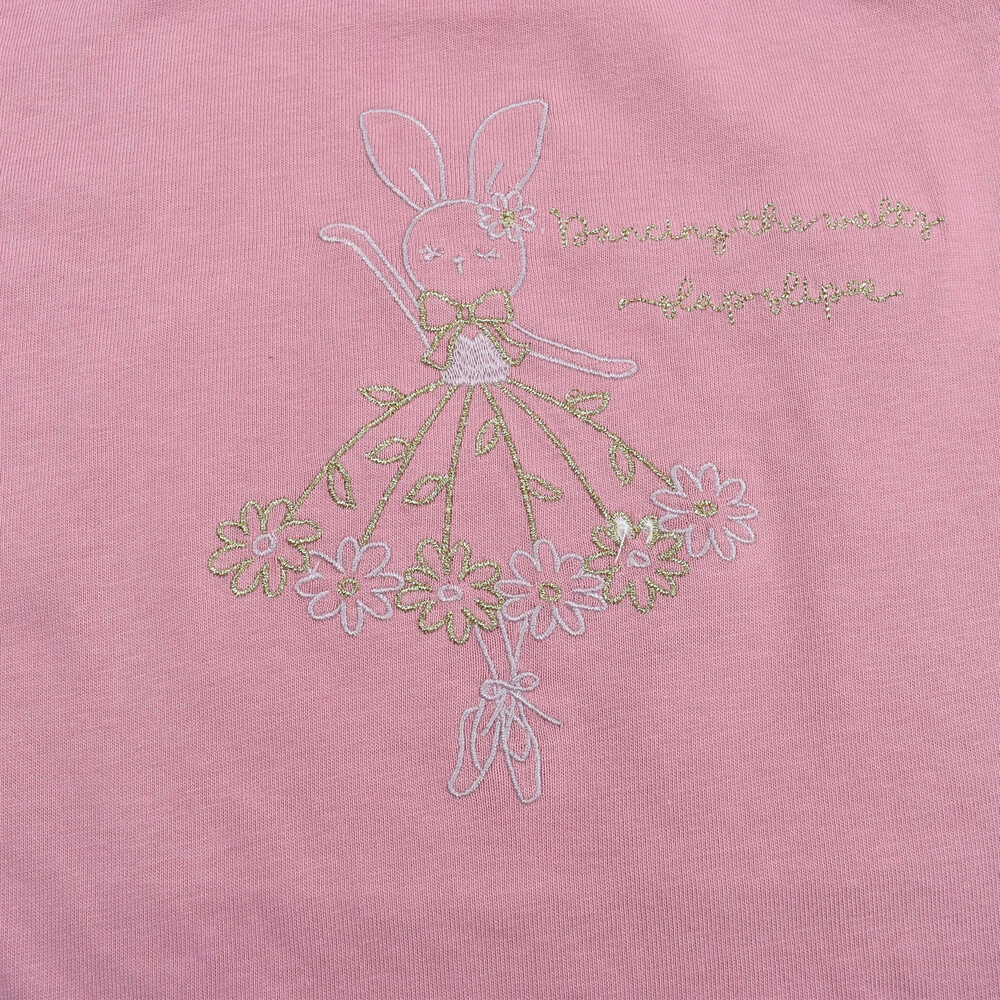 バレリーナ 刺繍 ロゴ 天竺 Tシャツ (80~130cm)(80cm オレンジ