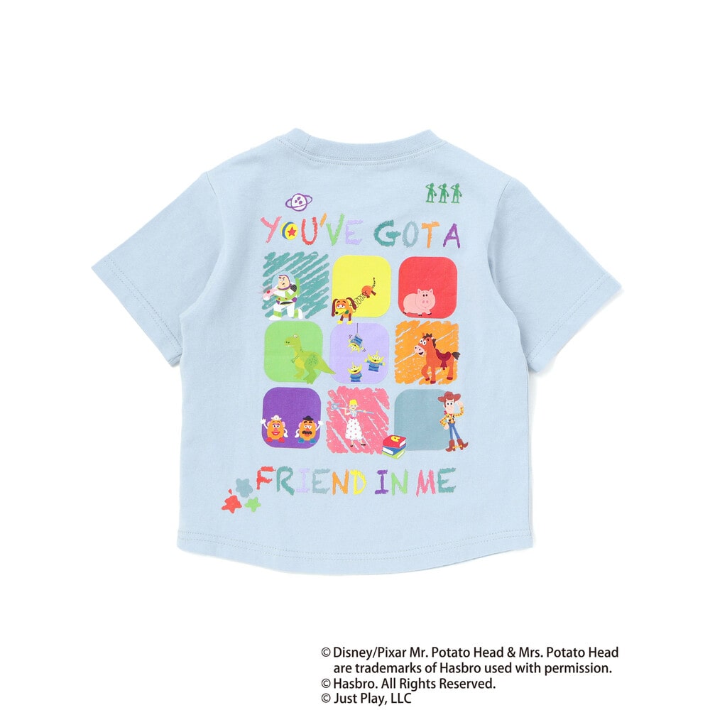 【トイ・ストーリー(Toy Story)コレクション】キャラクターワッペン&バックプリント半袖Tシャツ(80~130cm) ブルー 80cm